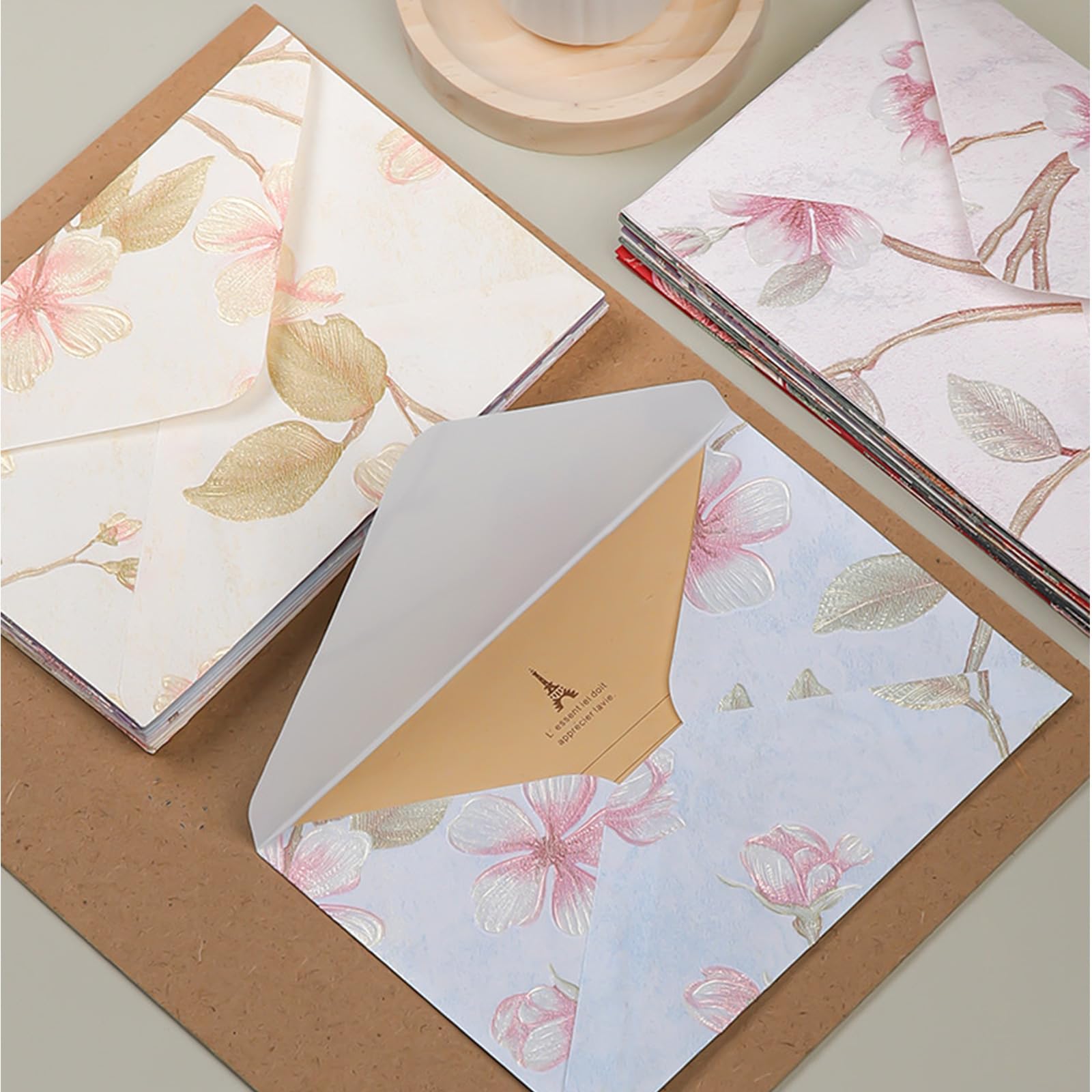 De 10 sobres de sobres plegables de 6x4 pulgadas para invitaciones de fiestas, bodas, tarjetas de Valentín, tarjetas de Navidad y envíos por correo, brocado tradicional Yun