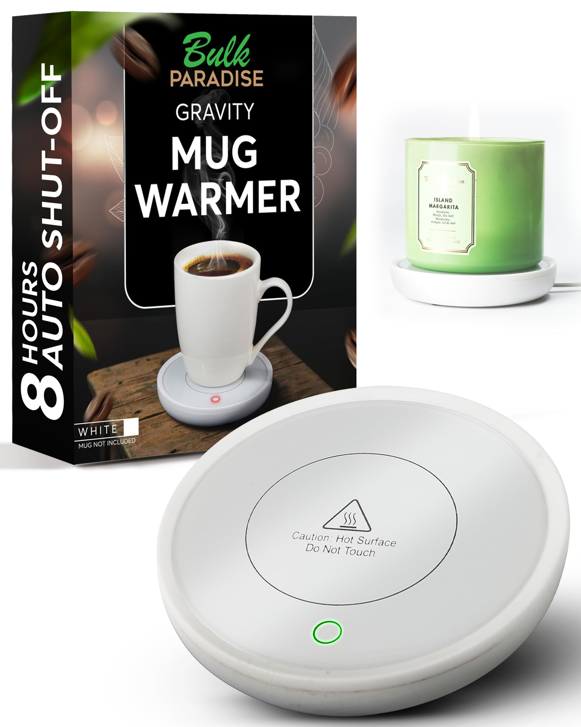 Calentador de tazas de café con apagado automático, calentador de tazas compacto de 17 W para computadora con interruptor de gravedad, placa eléctrica para velas de tarro, mantiene el café, té y