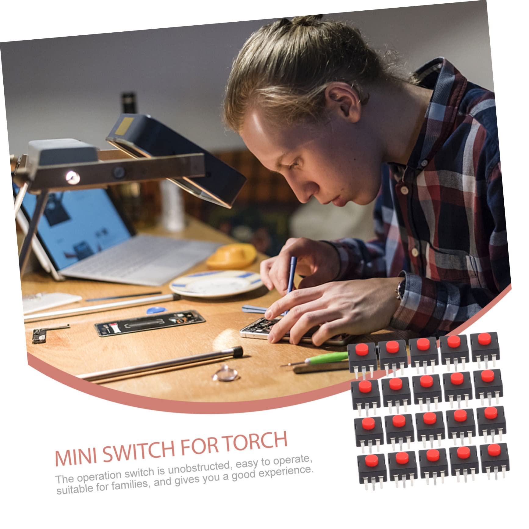 iplusmile 20 Stück Kleiner Druckknopf Mit Verriegelung Quadratischer Roter Kopf Pbt Nylon Metall Kompakte Industrie Drucktastenschalter Für Elektrische Bauteile