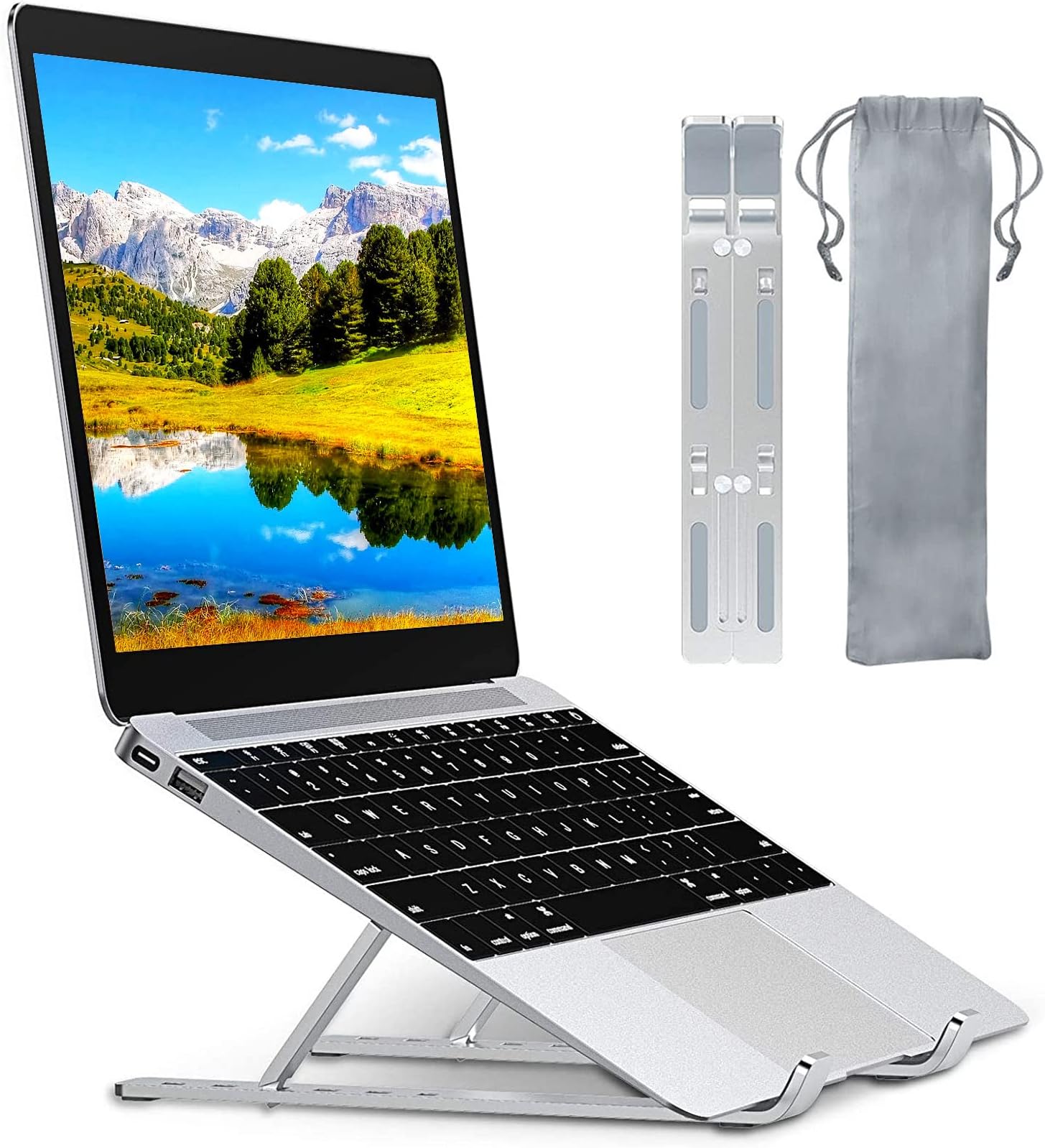 Comsoon Laptop Stand, Adjustable Portable Laptop Holder for Desk, Cooling Aluminum Ventilated Notebook Riser Compatible with MacBook Air Pro, Dell XPS, More 10-15.6 inches PC Computer, Tablet, iPad
