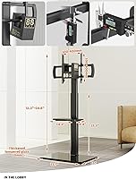Vista 6 de Universal Floor TV Stand with Mount 80 Degree Swivel Height Adjustable and Space Saving Design for Most 27 to 65 inch LCD, LED OLED TVs, 2 Shelves