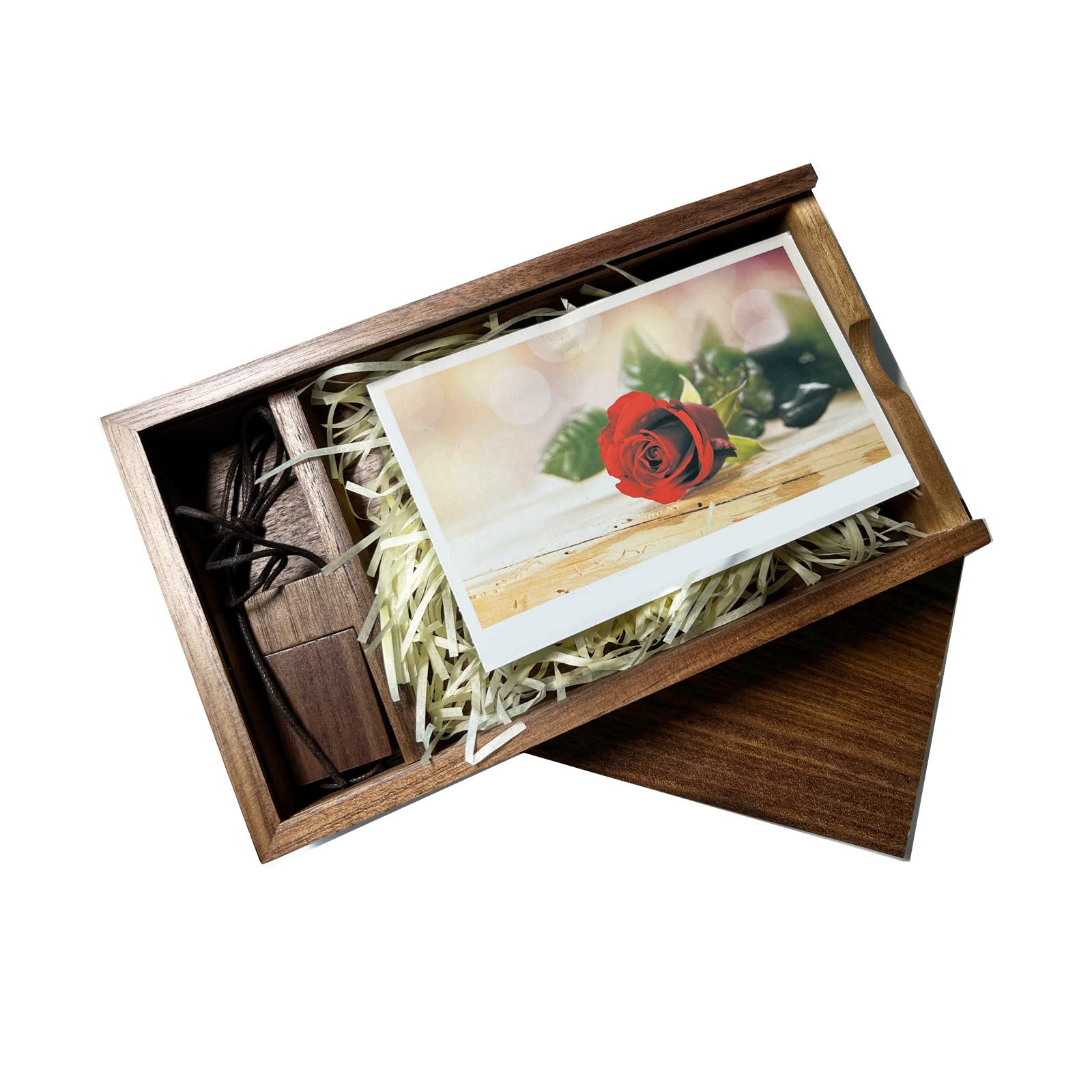 Chiavetta USB 3.0 ad alta velocità con Album Fotografico Personalizzato Scatola di legno Pendrive Memory Stick Regali Fotografici Archiviazione Esterna per Video, Foto (256GB)