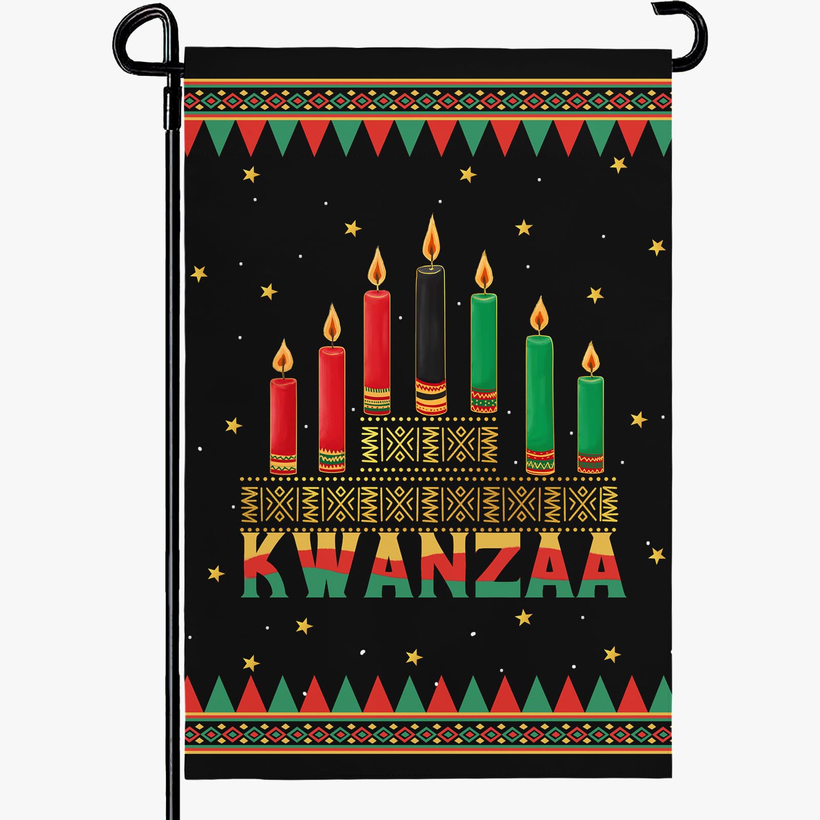 Kwanzaa Garden Flag Double Sided Polyester Yard Banner with Kinara and Red