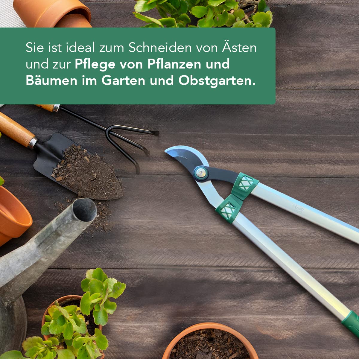 BioTop Zweihändige Beschneidschere - Professionelles Gartenwerkzeug - Schere ideal für Pflanzen, Blumen, Garten und Gemüsegarten - maximal 40 mm mit Stoßdämpfern - Biotop