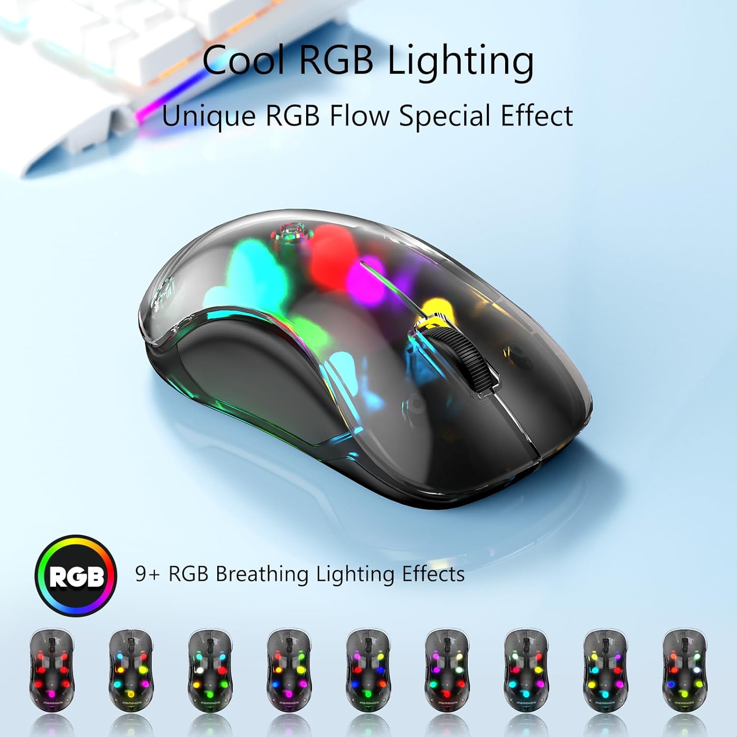 Memzuoix 2.4G Wireless Mouse - 2 Pack (LED Rechargeable, White & Black) for Laptop, Desktop, PC & MacBook