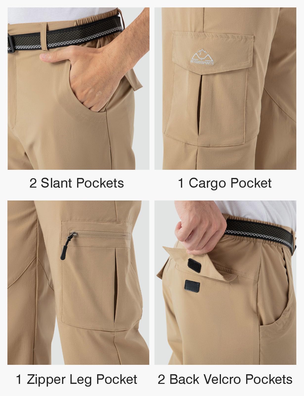 Rdruko Pantaloni da trekking leggeri da uomo, resistenti all'acqua, ad asciugatura rapida, per passeggiate, viaggi, lavoro, pesca, con 6 tasche