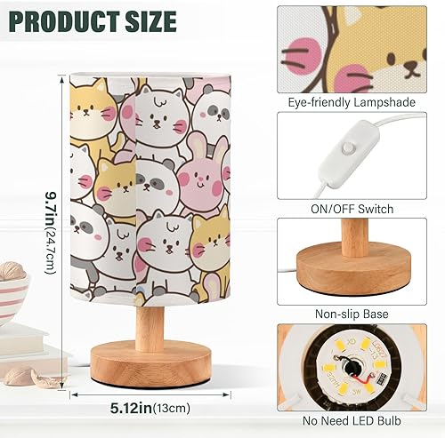 Miniatura 3 de Lámparas de dormitorio para niños, luz nocturna única de mano linda kawaii panda perro, conejo, gato, animales, lámpara de mesa para niñas hogar