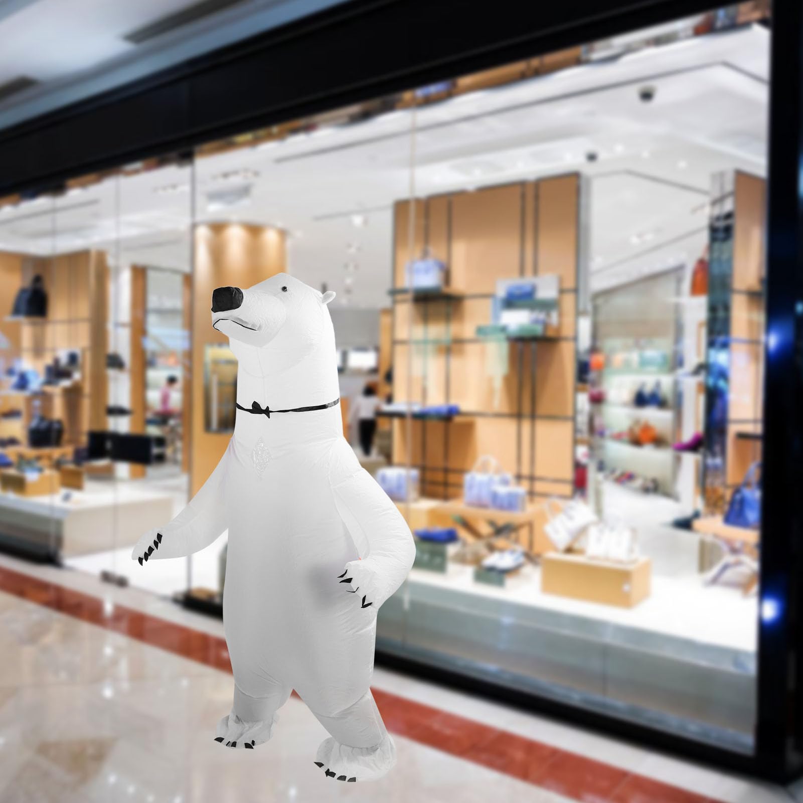 Luqeeg Disfraz de Oso Polar Hinchable, Disfraces de Oso Polar de Navidad con Costuras Reforzadas, Disfraz Hinchable Halloween, Divertido Mono de Oso Blanco para Navidad Halloween Cosplay