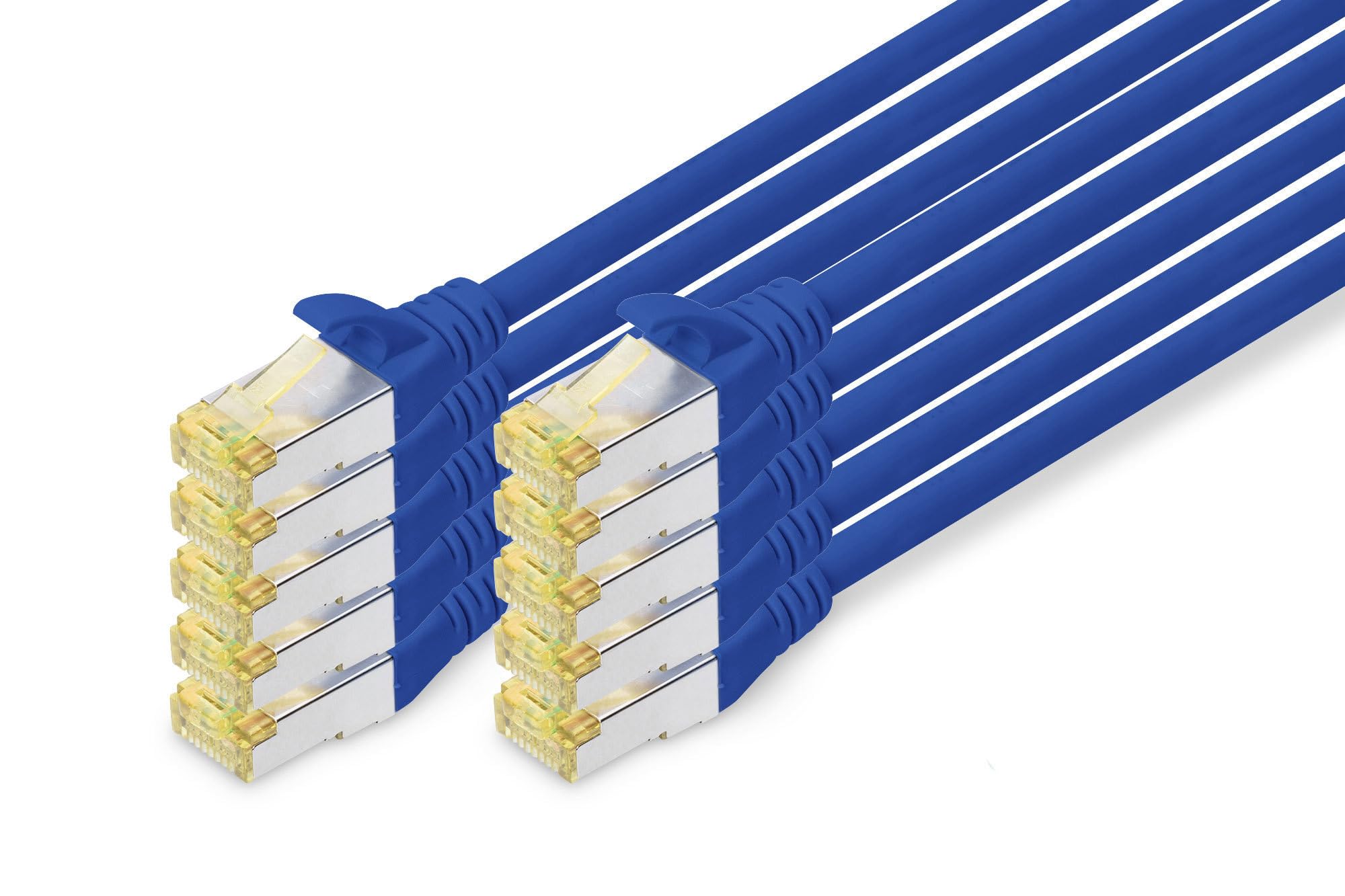 DIGITUS LAN Kabel Cat 6A - 3m - 10 Stück - RJ45 Netzwerkkabel - S/FTP Geschirmt - Kompatibel zu Cat6 und Cat7 - Blau