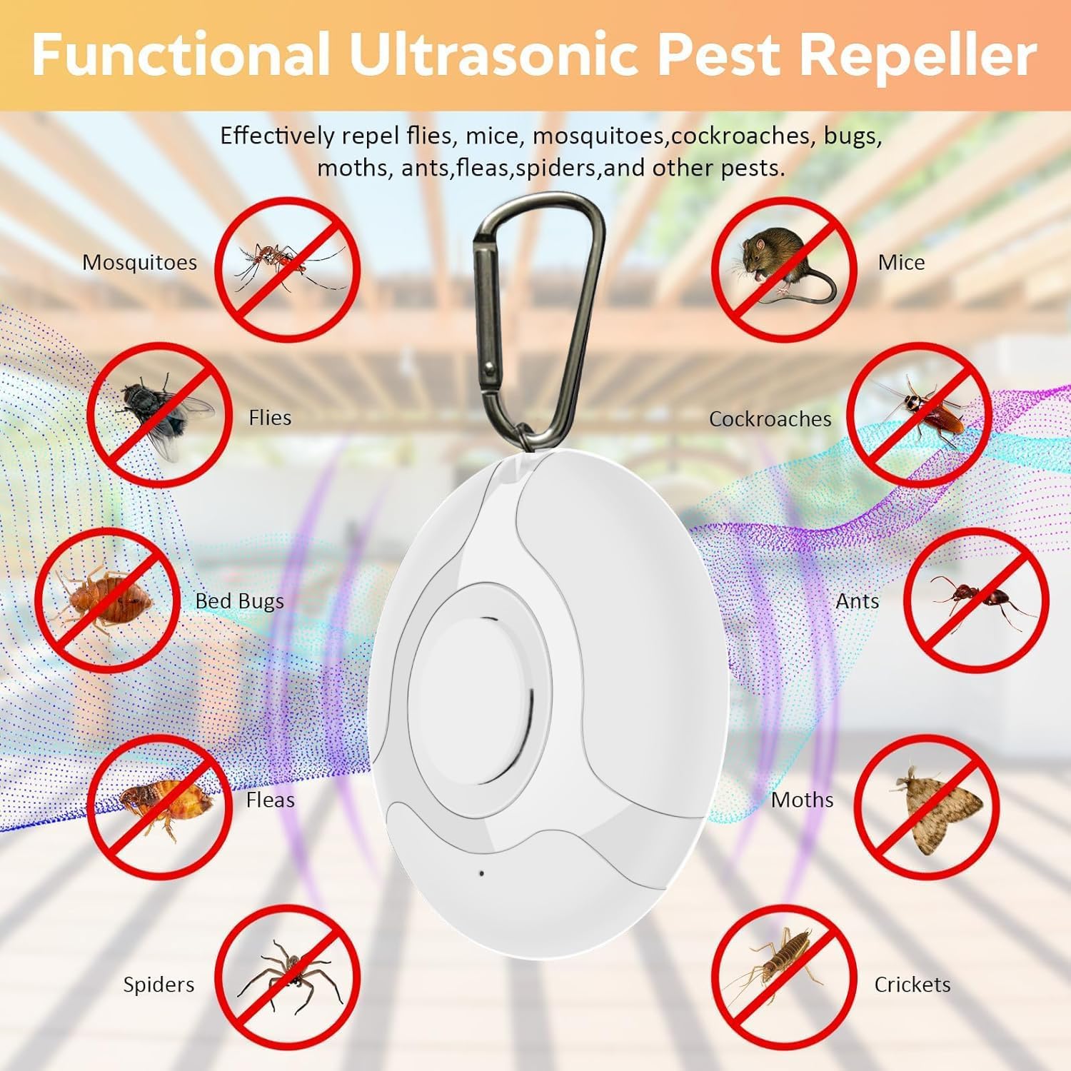 Repellente a ultrasuoni per zecche e pulci, protezione ricaricabile e portatile, utilizza la tecnologia ad alta frequenza per tenere lontane zecche e pulci, sicuro per persone e animali domestici