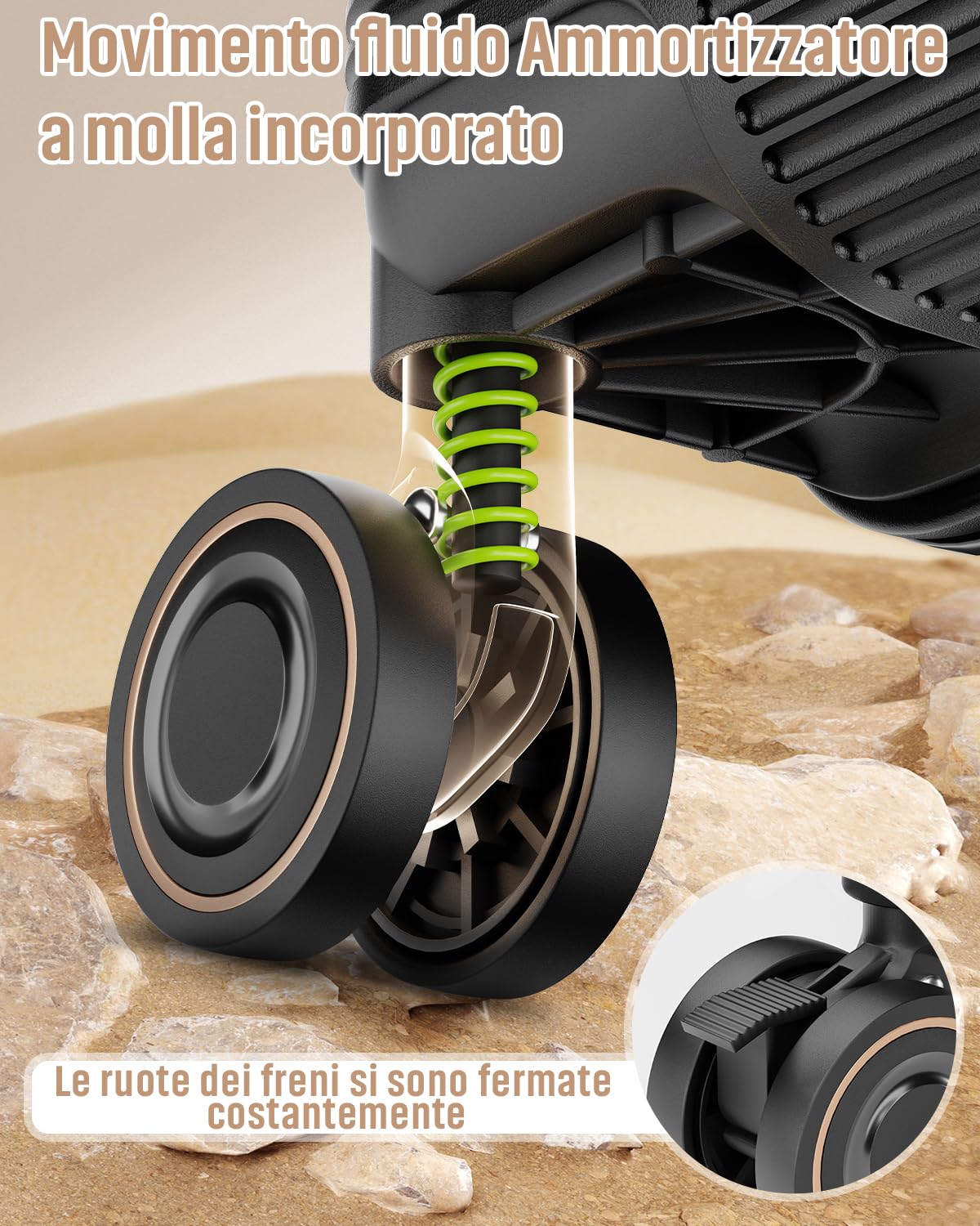 Joyway Valigia Trolley guscio rigido ABS 4 ruote, serratura TSA, Nero | Portabevande integrato, fodera interna rimovibile. Ruote doppie ammortizzanti 360° freno, manico telescopico 3 livelli