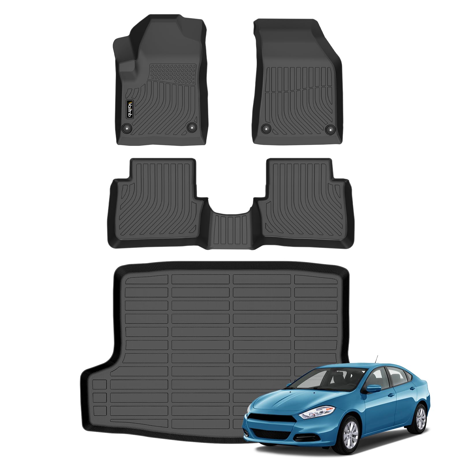 Wailtnb-Mats for Dodge Dart 2013-2016 Floor Mat Cargo Liner All Weather Floor Liner Car Mat for Dodge Dart Custom Fit Automotive Full Set Accessories
