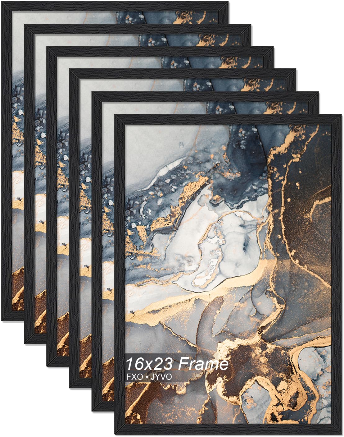 Fxojyvo Engineered Wood 16x23 Picture Frame Set of 6, Black Frame for 16 x 23 Inch Picture Poster Photo, Light Weight 16 by 23 Frame with Wood-grain for Wall - 6 Pack/Black/16 x23 โ image 1