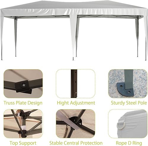 Miniatura 9 de Toldo desplegable de 10 x 20 pies para exteriores, tienda de campaña para fiestas con 6 paredes laterales, tienda de campaña para bodas, toldo al