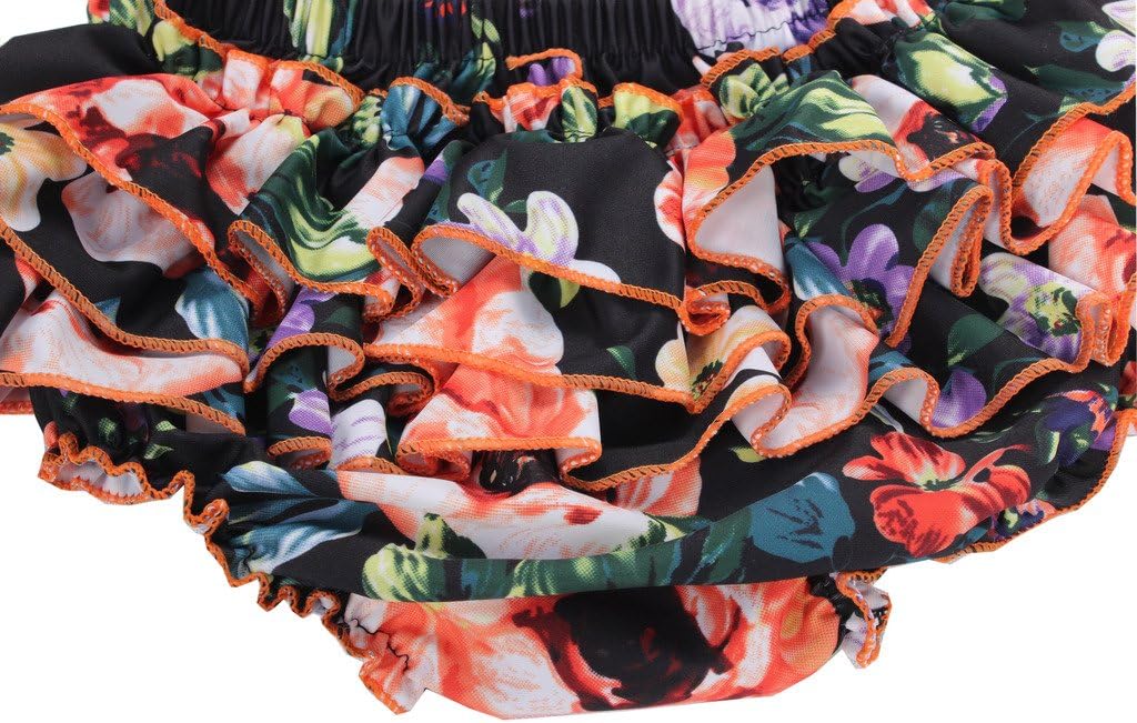 Camellia Floral Ruffles Rompers with Headband Summer Swimwear