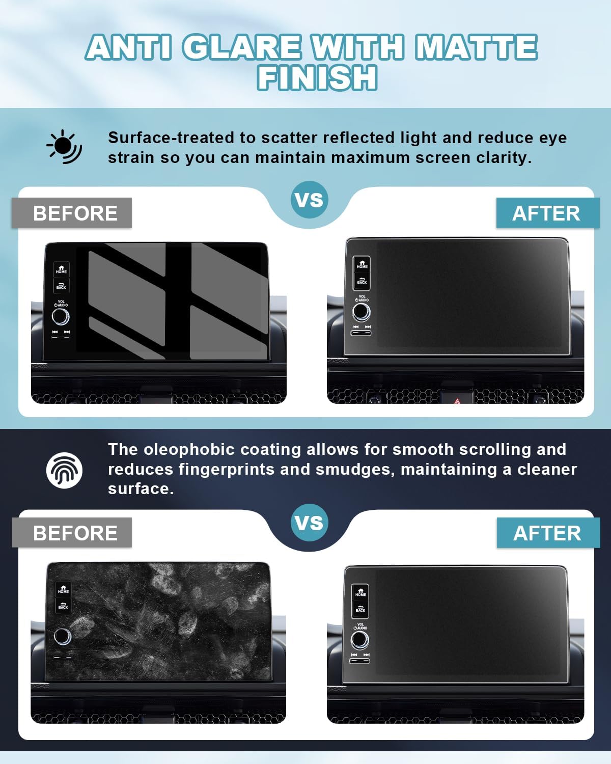 CDEFG Anti-Glare Matte Screen Protector for 2023 2024 2025 2026 Honda CR-V(EX-L/Sport-L/Sport Touring) 9-inch Touchscreen, Tempered Glass Anti-Fingerprint 9H Hardness 2025 CRV Accessories