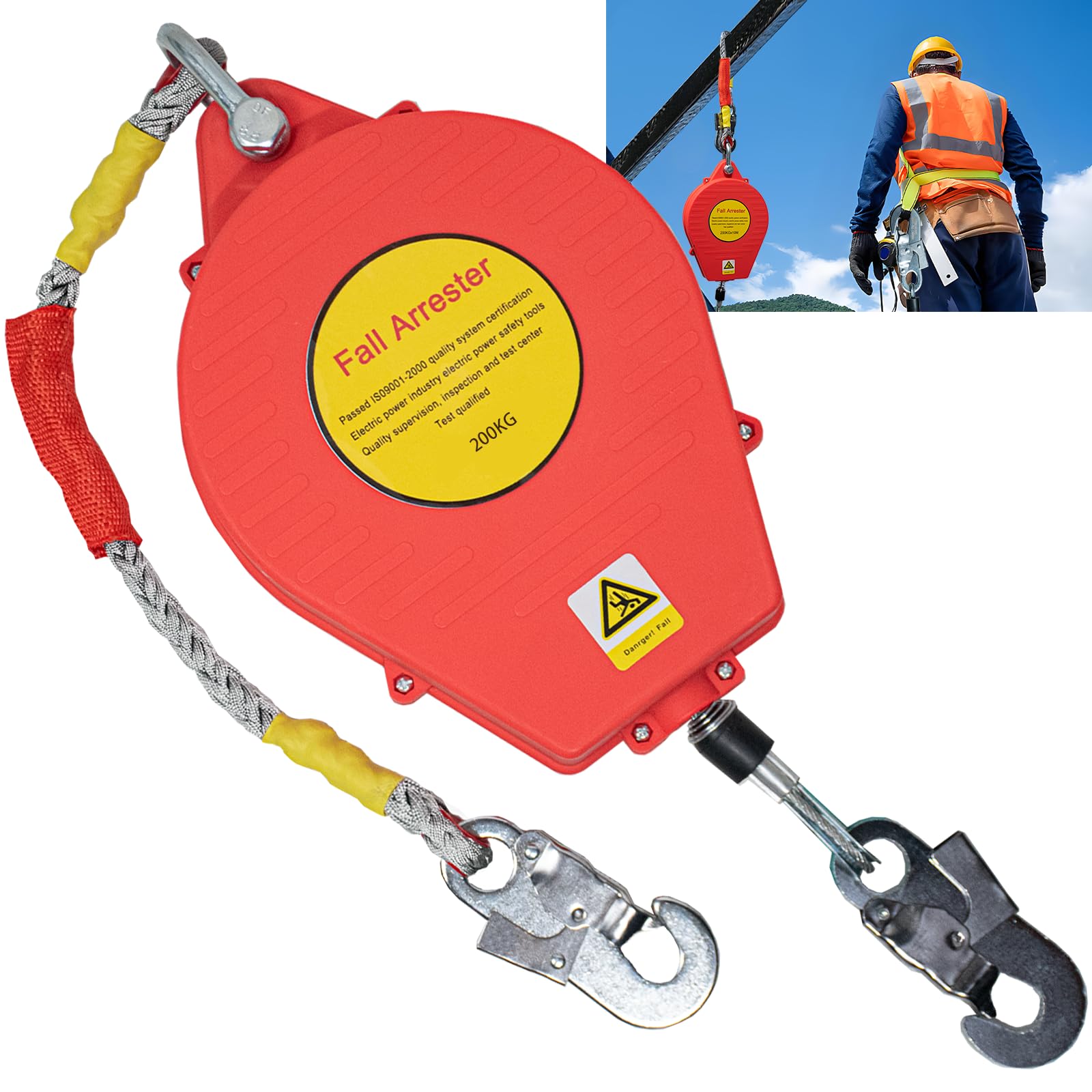 Höhensicherungsgerät 10m, 200kg(Rot-1 Stück, 15m)