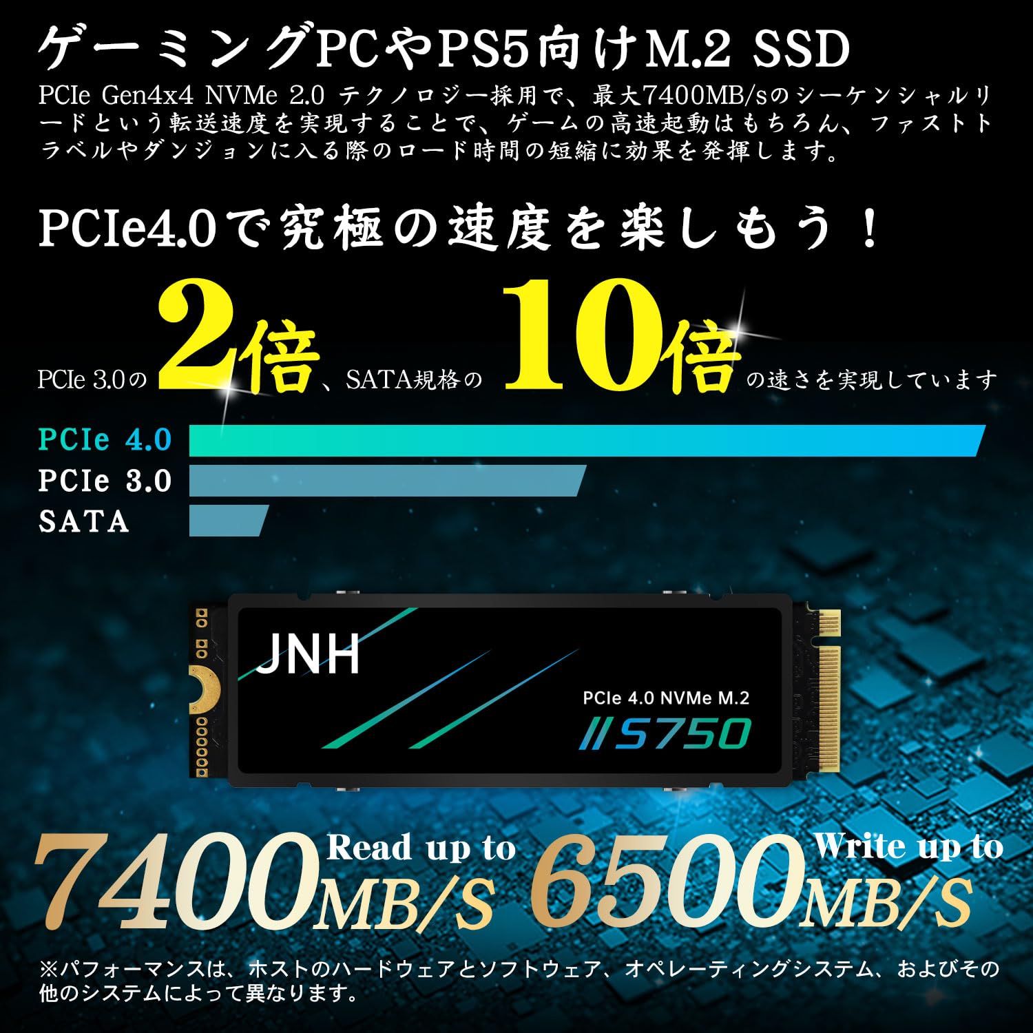 Amazon | JNH SSD 1TB PCIe Gen4x4 NVMe 2.0 M.2 2280 ヒートシンク