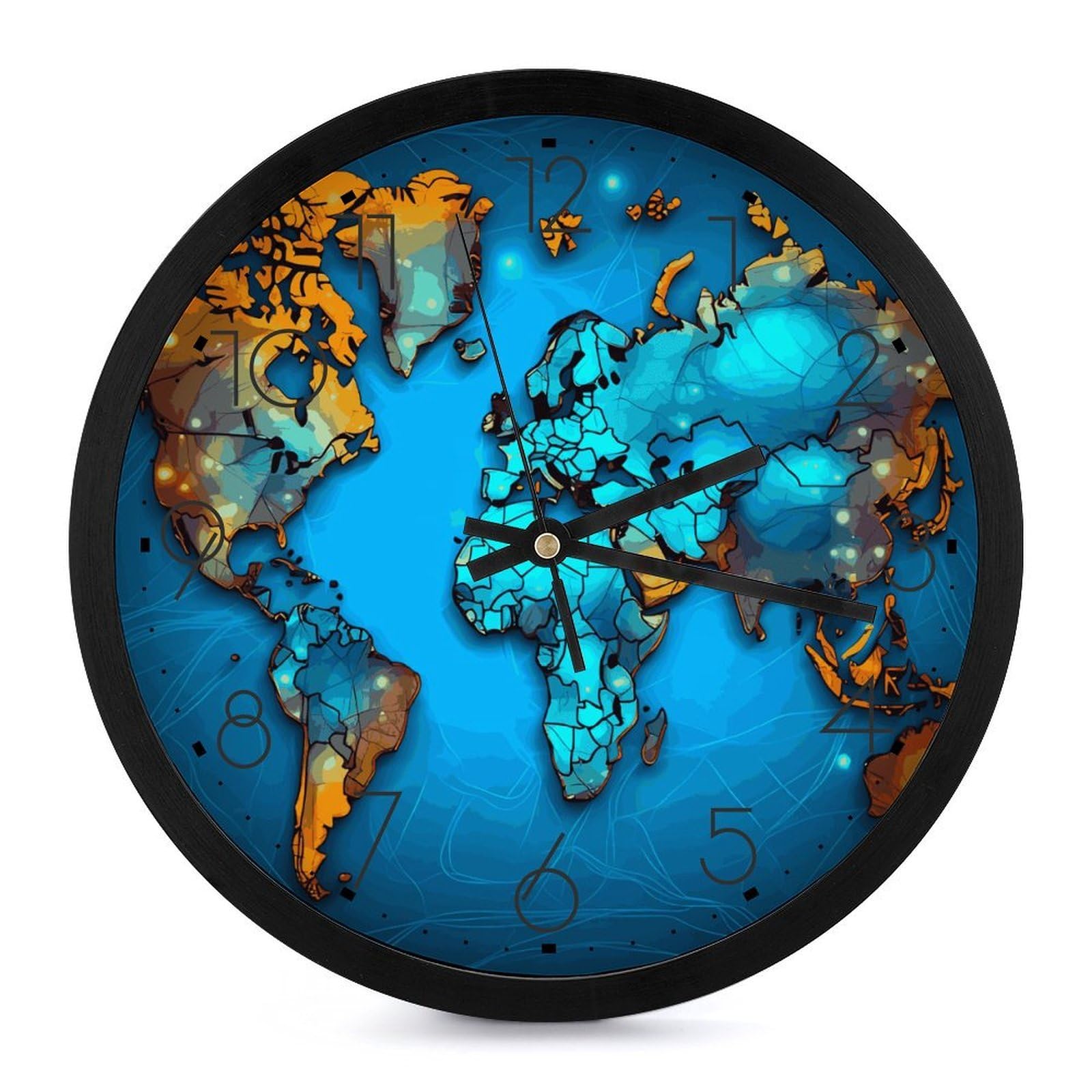 Horloge murale silencieuse sans tic-tac à quartz avec carte du monde