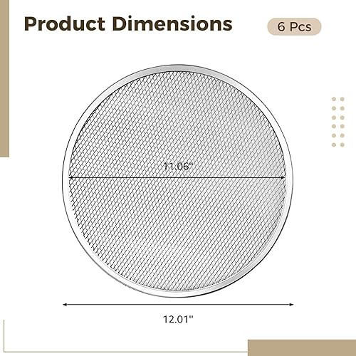 Miniatura 4 de Varku 6 bandejas de aluminio para pizza con agujeros, 12 pulgadas11.8 in, pantallas de malla para pizza para horno, sartén para pizza con