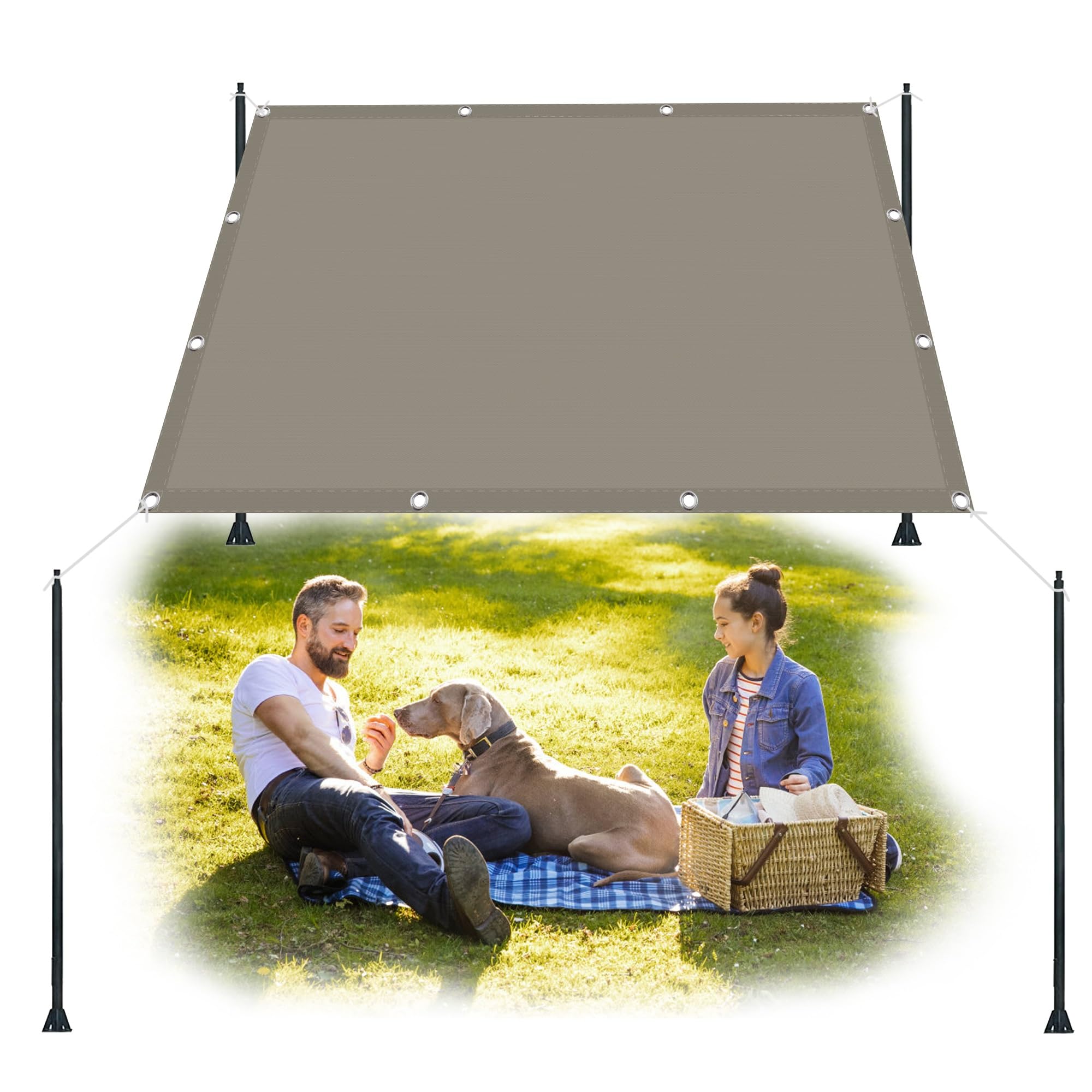 Sonnensegel Rechteckig 1,4x5 M, Creme – HDPE Mit UV-Schutz, Inkl. Edelstahl-Befestigung Für Garten, Terrasse, Camping