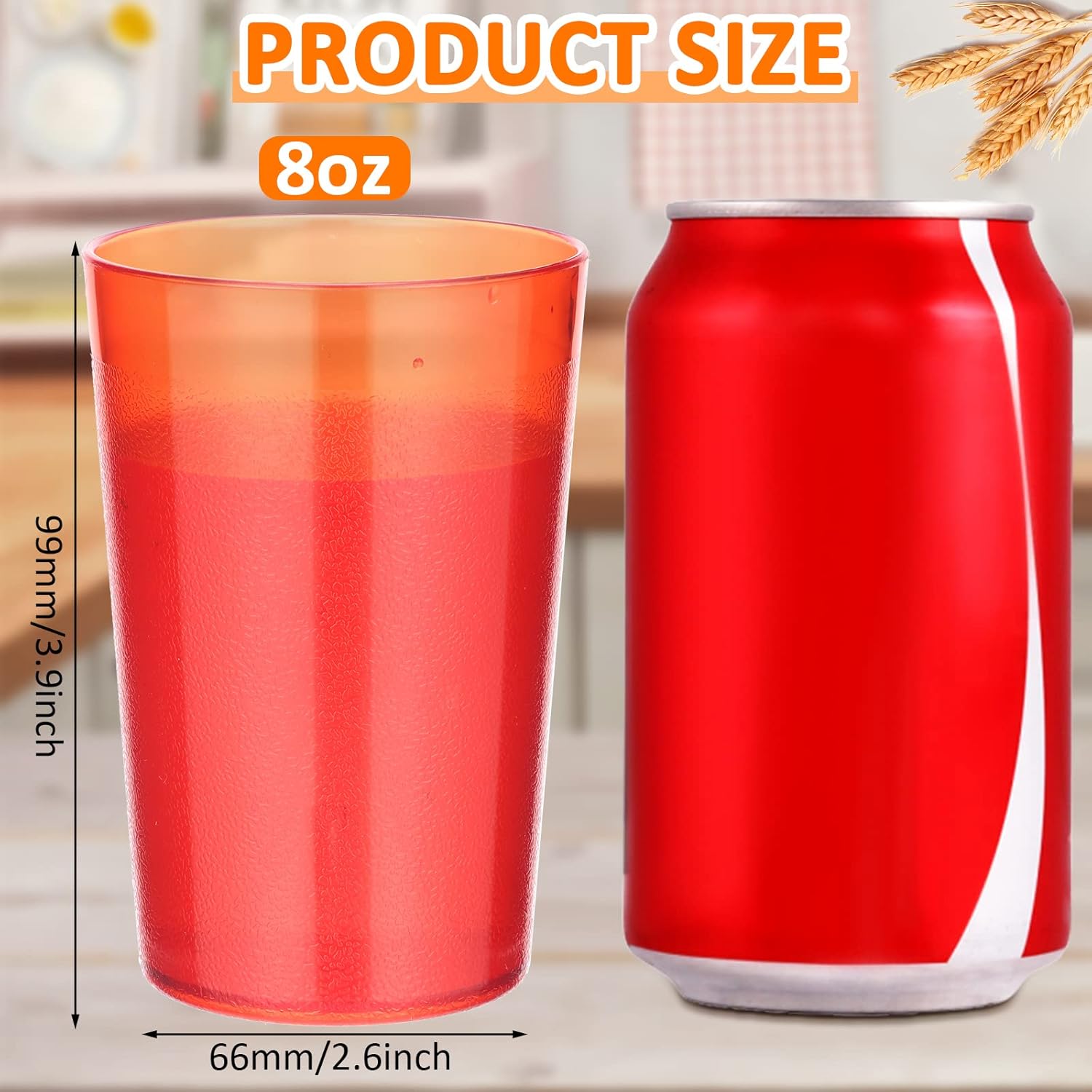 Meanplan 48 Pack Restaurant Grade 8oz Plastic Cup Break Resistant Drinking Glasses Are Reusable, Stackable and Shatterproof Drink Tumblers for Cafe Party and Catering Supplies (Red)