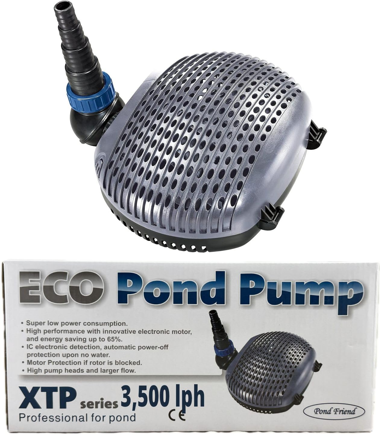 Pond Friend Grey Xtp 3500 Eco Pond Filter Pump, Low Wattage Energy Saving Submersible Water Pump For Fish Ponds, Waterfalls And Filters, 3500 Lph, 16W