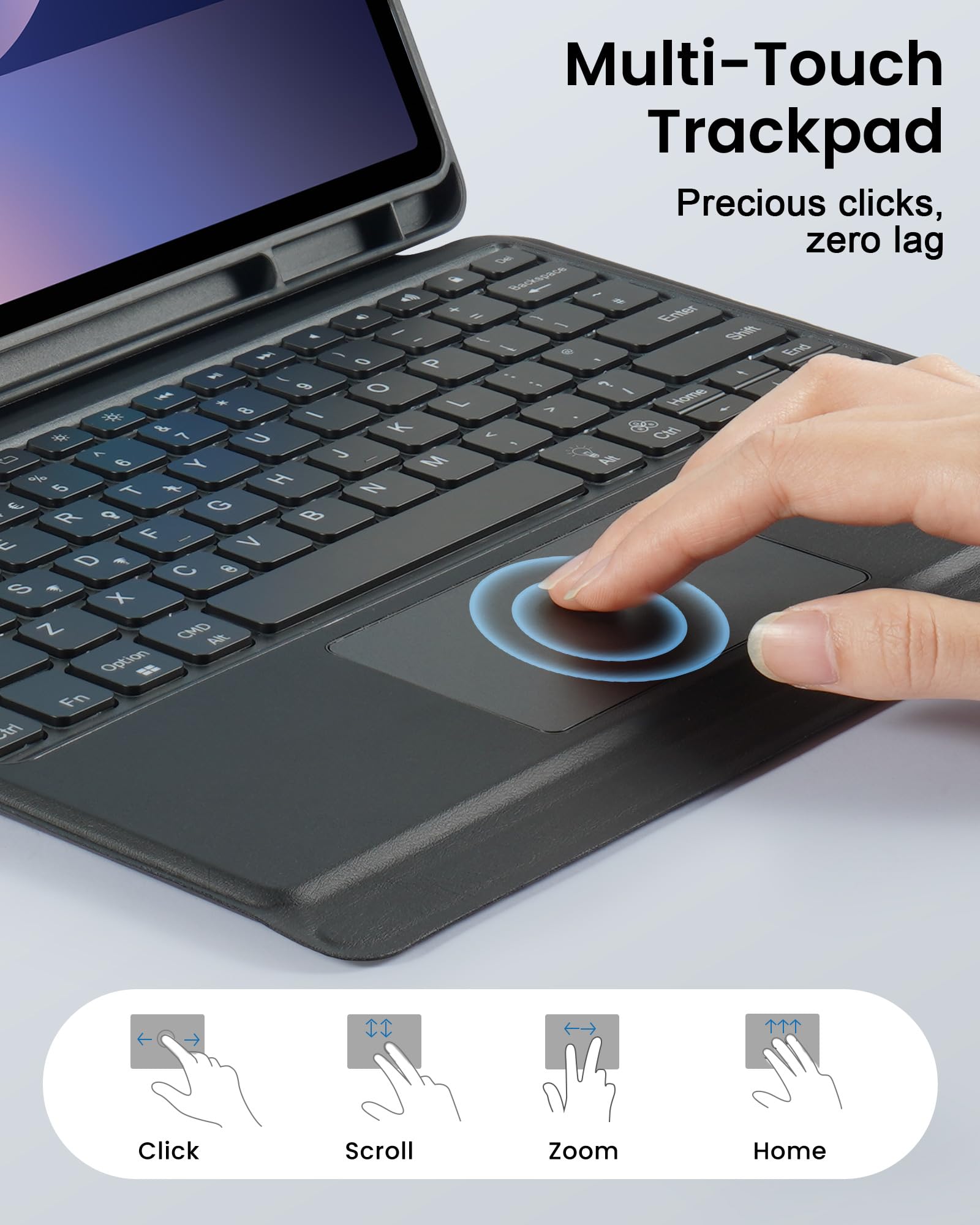 SOPPY Funda con teclado giratorio retroiluminado con trackpad para Samsung Galaxy Tab S10+/S9 FE+/S9+/S8+/S7+/S7 FE de 12.4 pulgadas, retroiluminación de 7 colores, funda delgada con teclado