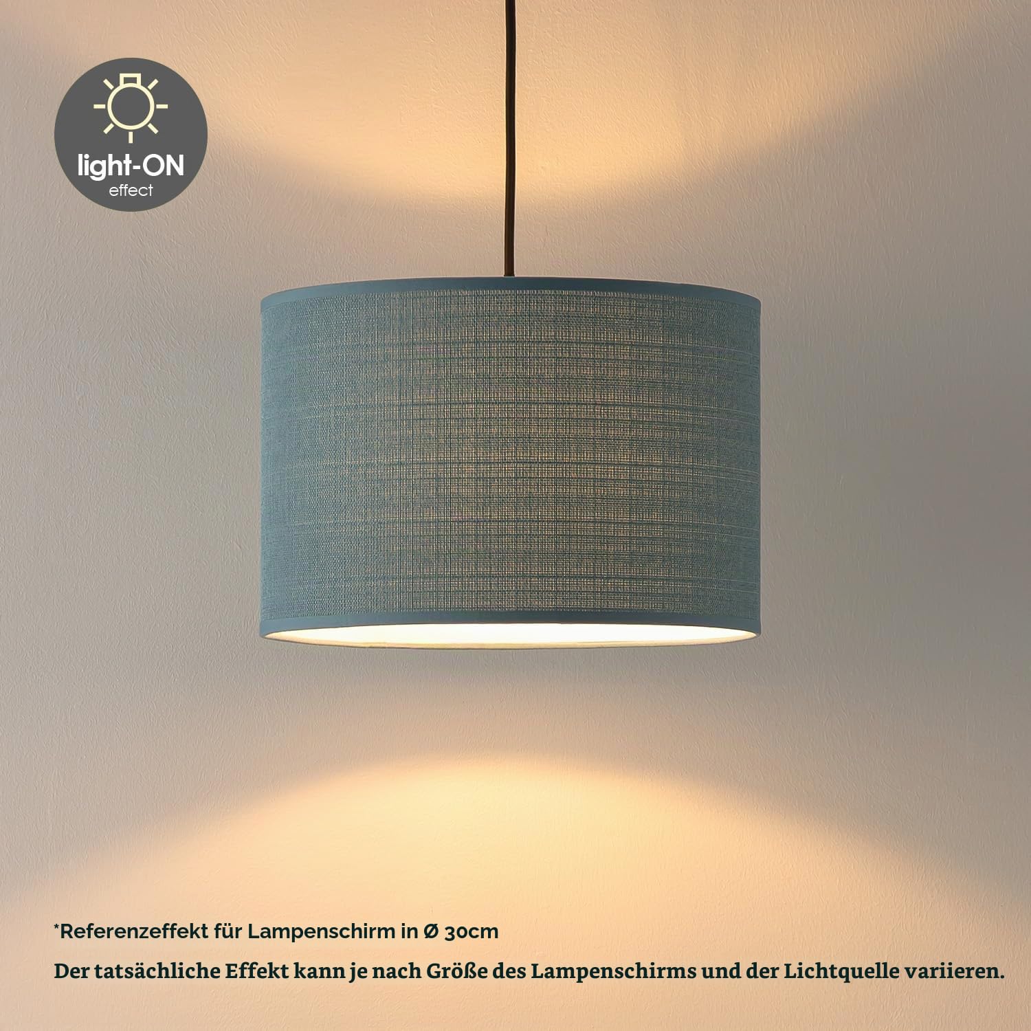 Home Sweet Home Stoff Lampenschirm - D.40 x H.22 cm - Leinen-Optik - Petrol - E27 - für Stehlampe & Hängelampe