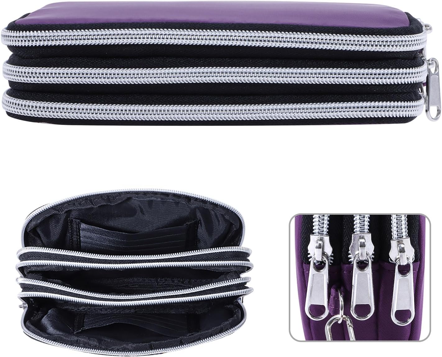 HAWEE Cellphone Wristlet Wallets for Women Large Capacity Clutch Purse 3 Zipper Compartments 6 Card Slots Anti-water Handbag - Image 5