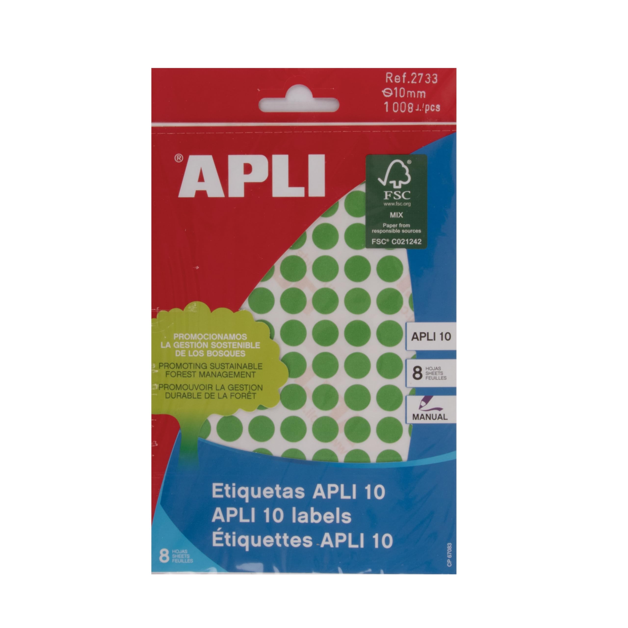 APLI 2733 – Green Labels (Diameter 10) 8 Sheets