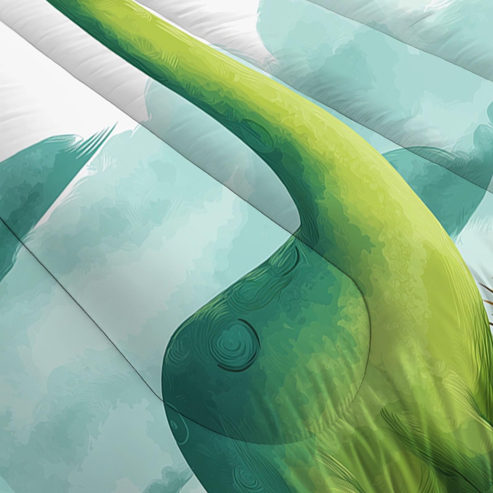 Trapunta Invernale in Ecopiuma, 260x230cm Set Piumone Bambino Imbottita 200 gr/mq Caldo e Morbido Piumino Trapuntato Dinosauro Cartoni Animati Coperta Letto Reversibile per 4 Stagioni, Azzurro Chiaro