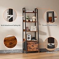 Vista 4 de Furologee Estantería de Escalera de 5 Niveles, Estantería de Escalera con Cajón Extraíble, Organizador de Estante de Almacenamiento de Librería