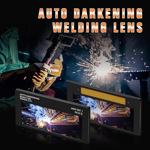 Miniatura 8 de TRQWH Lente de soldadura de oscurecimiento automático 2x4.25 casco accionado solar con tecnología de color verdadero, 2 sensores de arco, filtro de