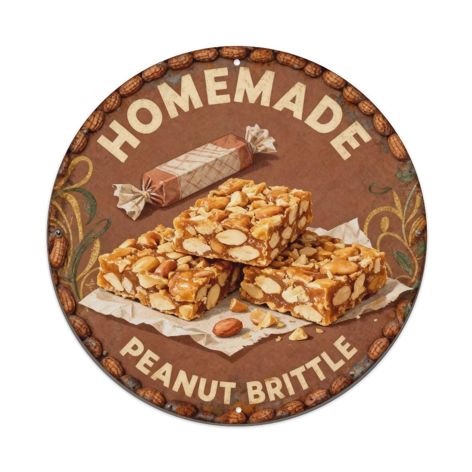 Homemade Peanut Brittle Metal Tin Sign Plaque