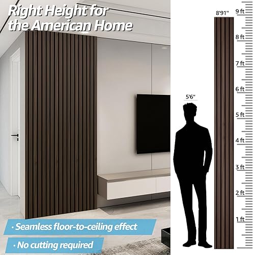 Miniatura 2 de Art3d 4 piezas - 107 x 8 pulgadas Panel acústico de lamas para pared y techo, Panel acústico de absorción de sonido 3D con acabado en madera, Nogal