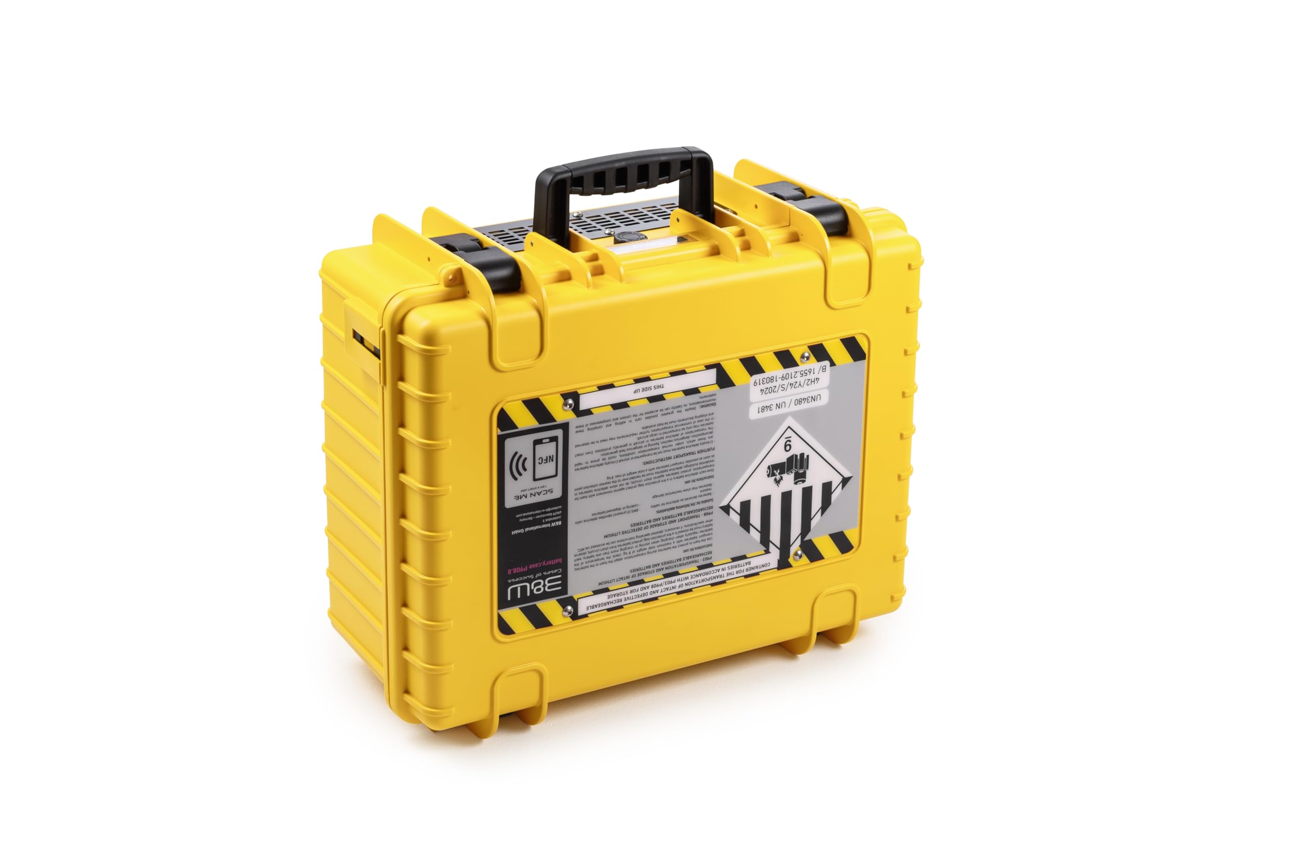 B&W International Battery.Case P908.8 Mallette de Transport pour Batteries Lithium-ION Jaune Charge maximale 8 kg, Jaune, 51 x 42 x 22 cm, Mallette à Piles
