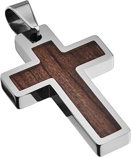 Tungsten Cross Gold Plated, Black Plated or Polished with Different Inlays and Stainless Steel Cuban necklace 16" to 28" in length
