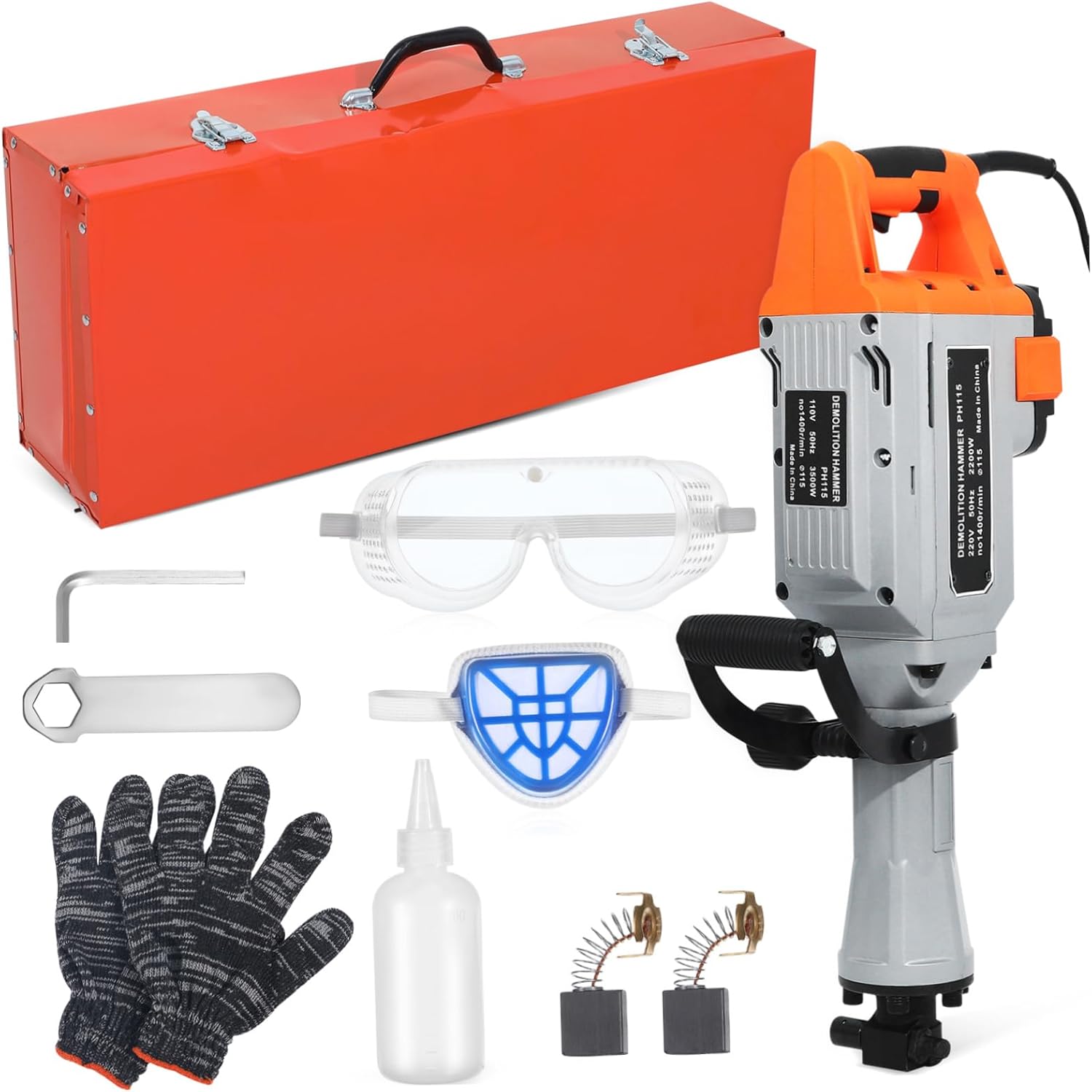 Gadpiparty Demolition Hammer Electric Concrete Breaker 1100W Rotary Hammer Drill for Heavy-Duty Construction Suitable for Concrete and Masonry Work
