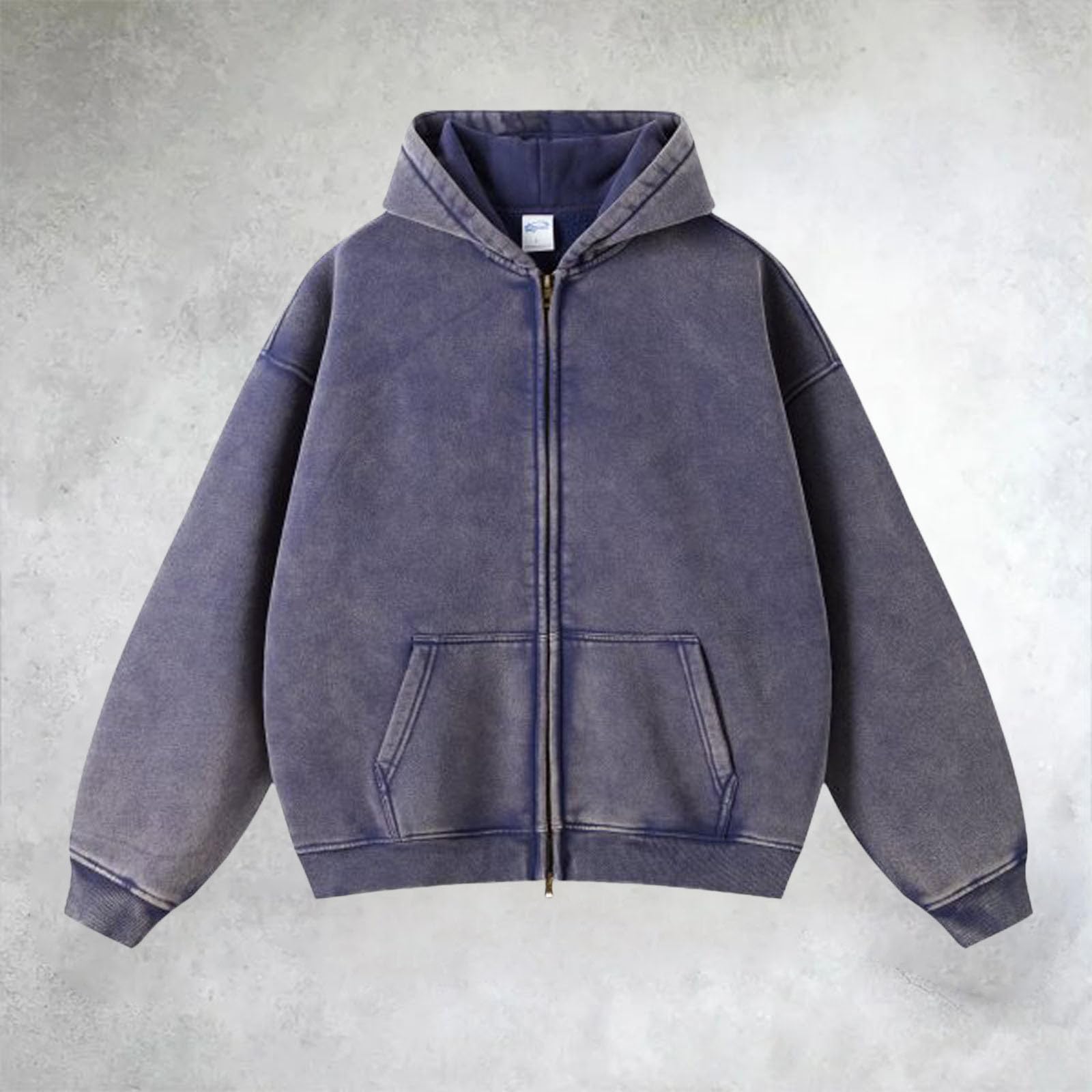 Felpa da uomo hip hop, oversize, con cappuccio, in pile, Y2K, con chiusura lampo, basic, unisex, con cappuccio, vintage, Streetwear