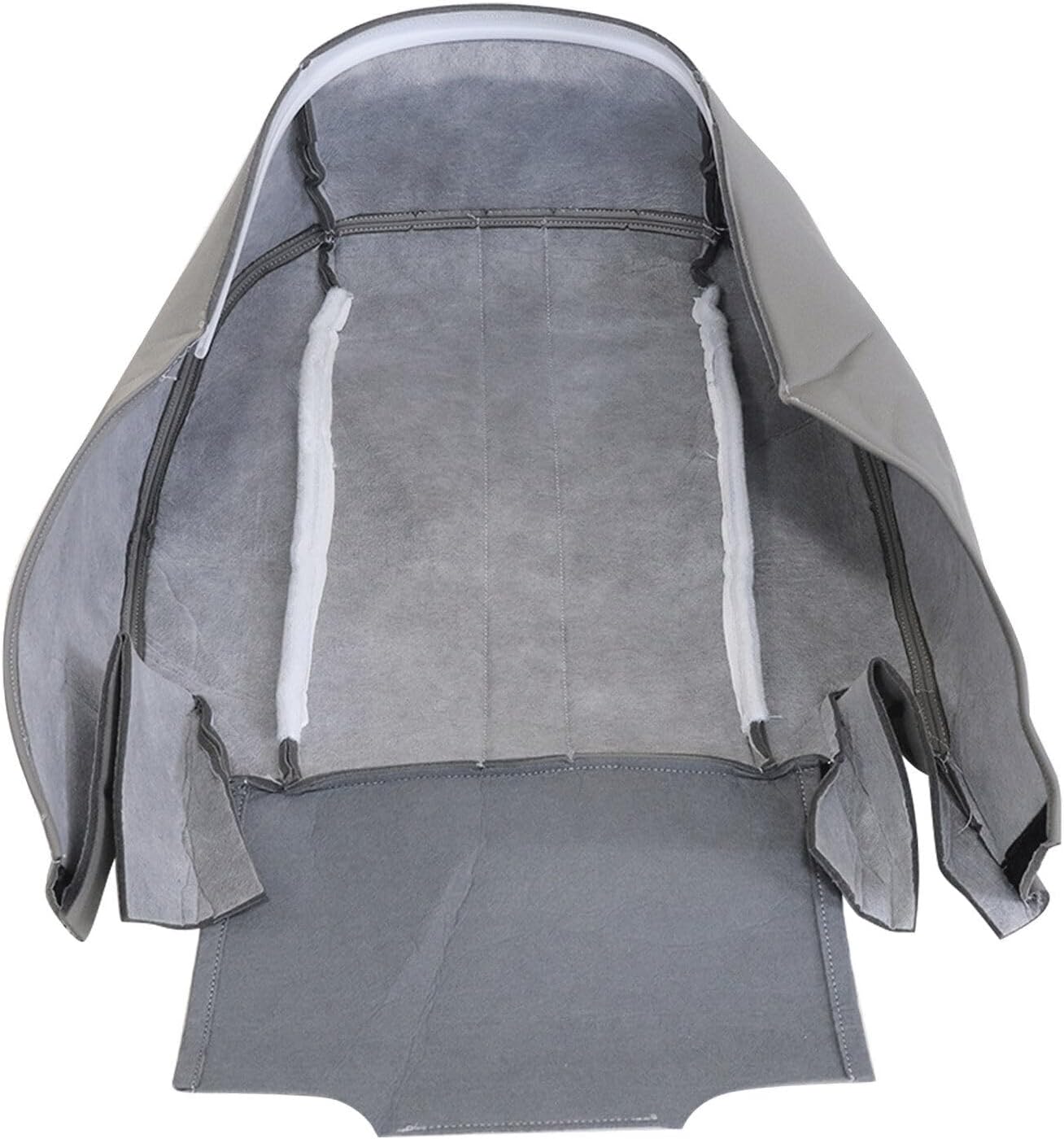 4Pcs Light Pewter Gray Leather Seat Cover Compatible with Chevy Express GMC Savana Van 2003-2014 Front Driver and Passenger Side