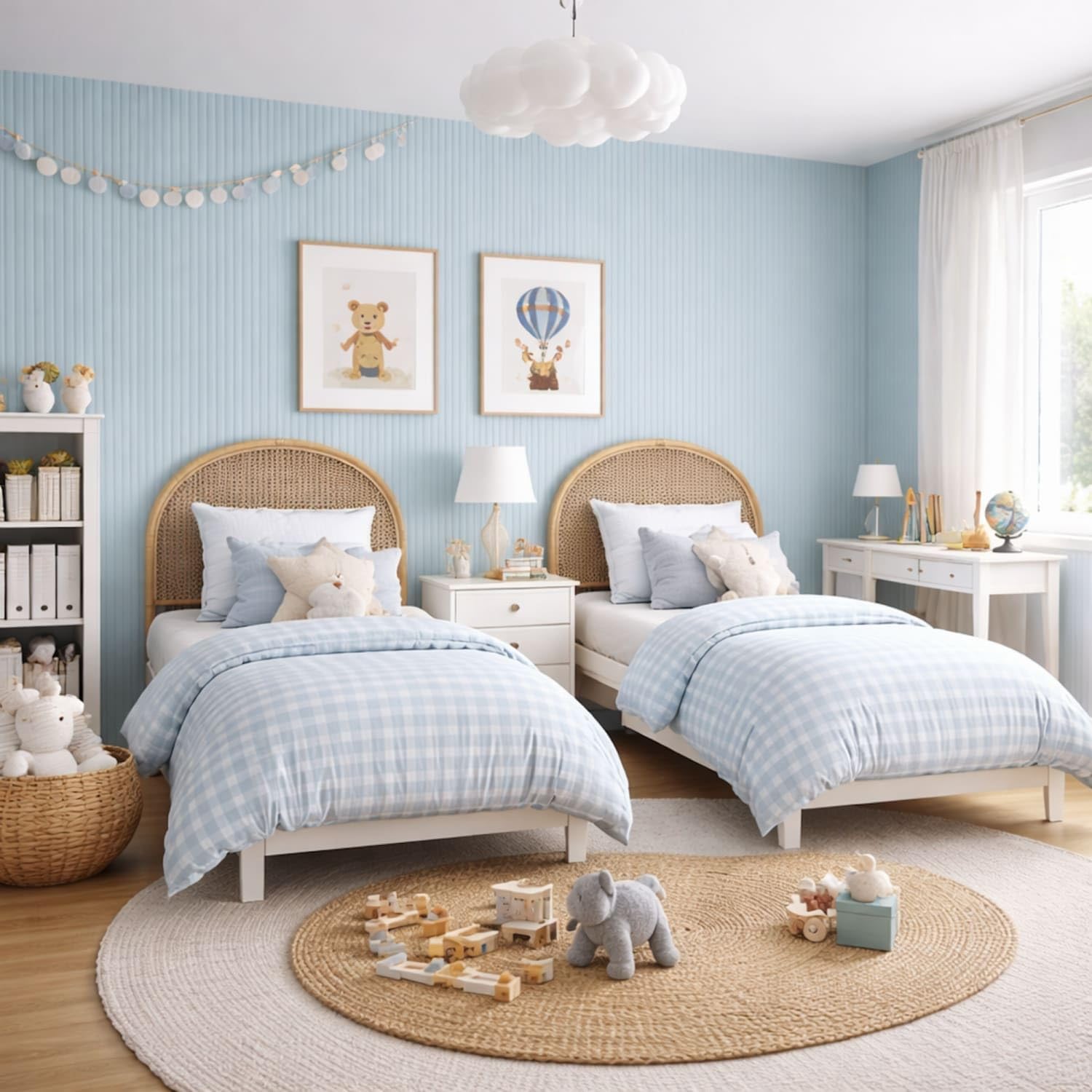 Jobu Large Fluted Ribbed Wall Panels in Baby Blue, 240cm x 60cm, (3 Pack)