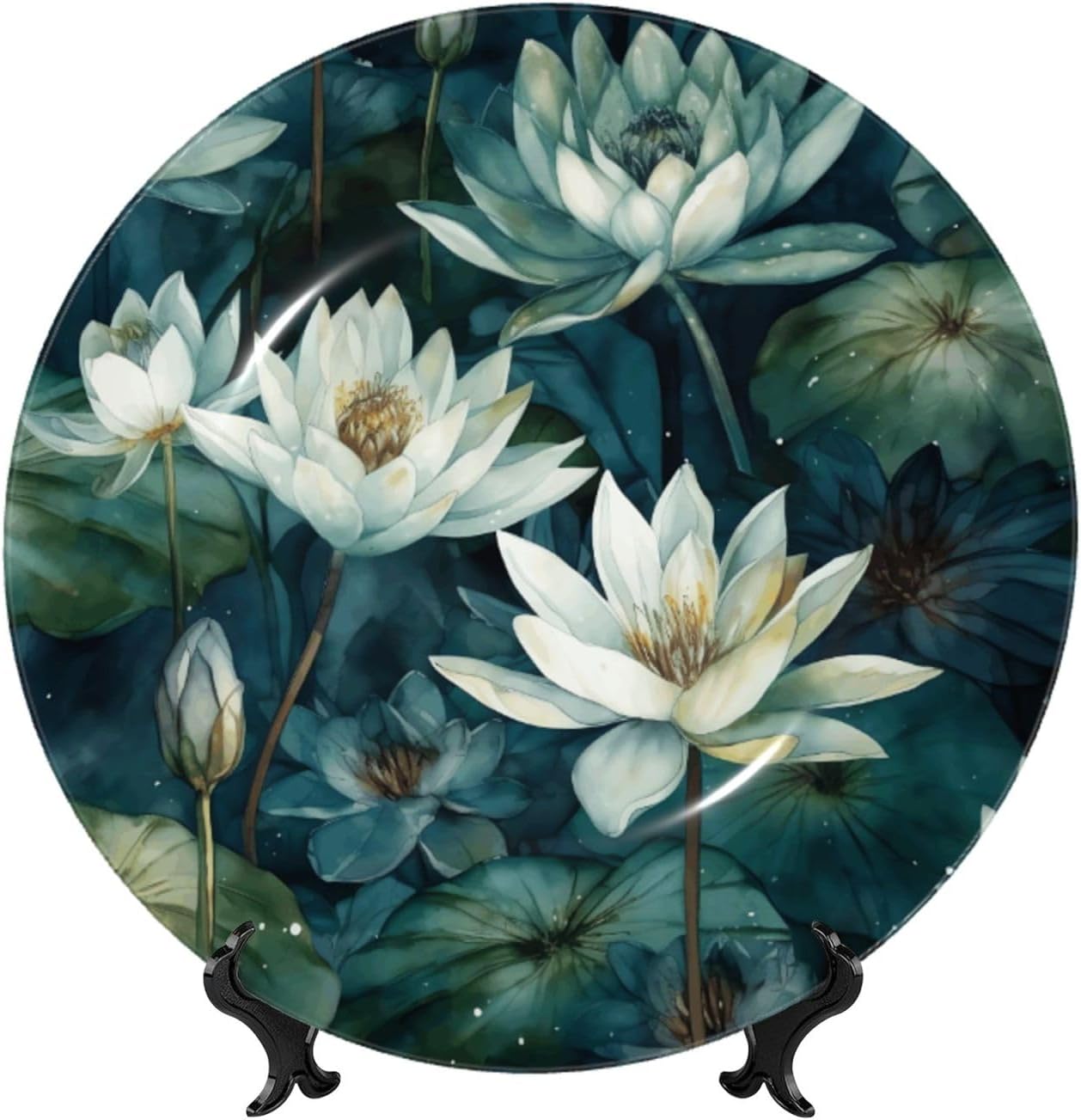 Decorative Plate Art Crafts Bone China Decorative Plate with Display Rack Souvenir Wall Decor Ceramic Ornaments Dinner Plates Ceramic Decoratives Plates for Home Office 10in