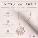 Crystalline Azuria Women 18K Gold Plated White Crystal Roses Flower Set Necklace Earrings Bracelet for Women Wedding Party Bridal Bridesmaid Accessories