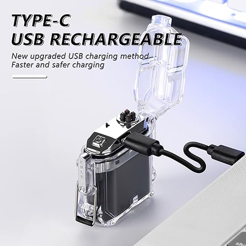 Miniatura 5 de BABOBIU Encendedor eléctrico de arco de plasma, sin llama, resistente al viento, portátil, impermeable para exteriores, senderismo, aventura (negro)