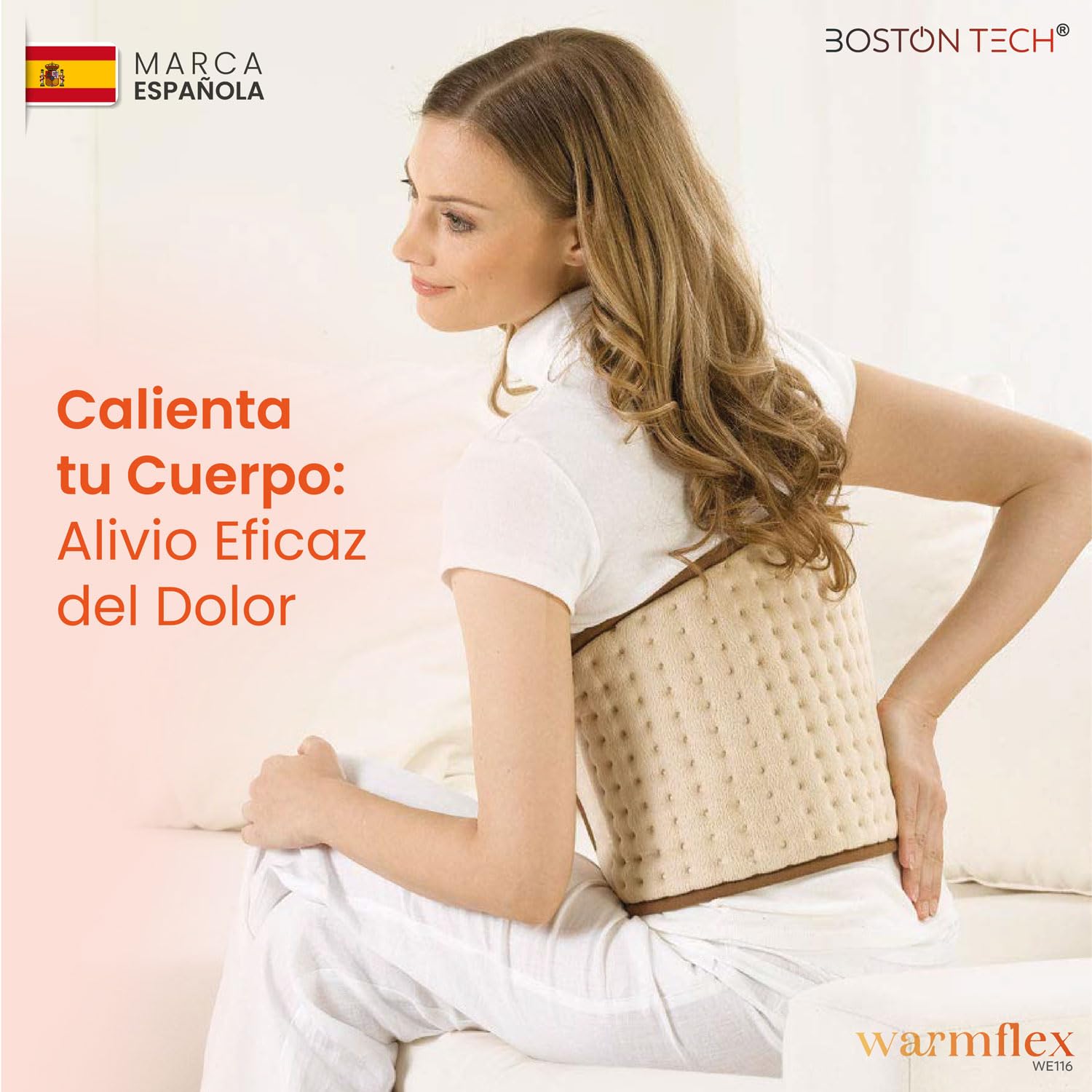 Almohadilla Térmica Eléctrica WarmFlex | Suave Microfibra 29x69 cm | Calentamiento Rápido | Alivio del Dolor | 3 Niveles de Temperatura | Display Iluminado | Lavable a Máquina + Cinturón Ajustable