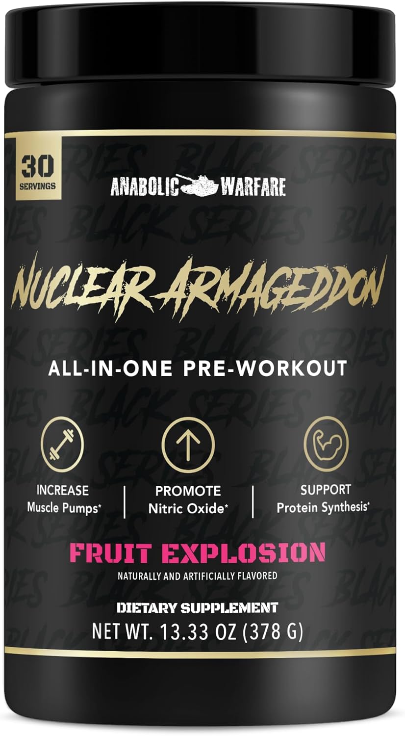 Anabolic Warfare Nuclear Armageddon Pre Workout Powder Pre-Workout for Men & Women with L-Citrulline, Beta Alanine Powder and Caffeine (Fruit Explosion - 30 Servings)