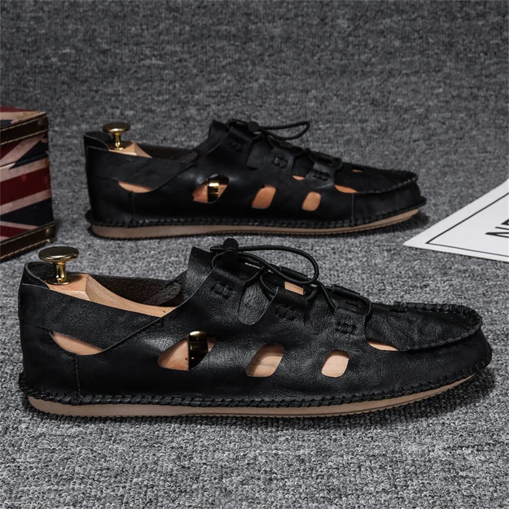 Sandalias de Hombre, Sandalias de Verano, Sandalias Cerradas, Casuales, Zapatos con Agujeros, Sandalias Blancas, Zapatos de Playa Romanos(Código Svart-38
