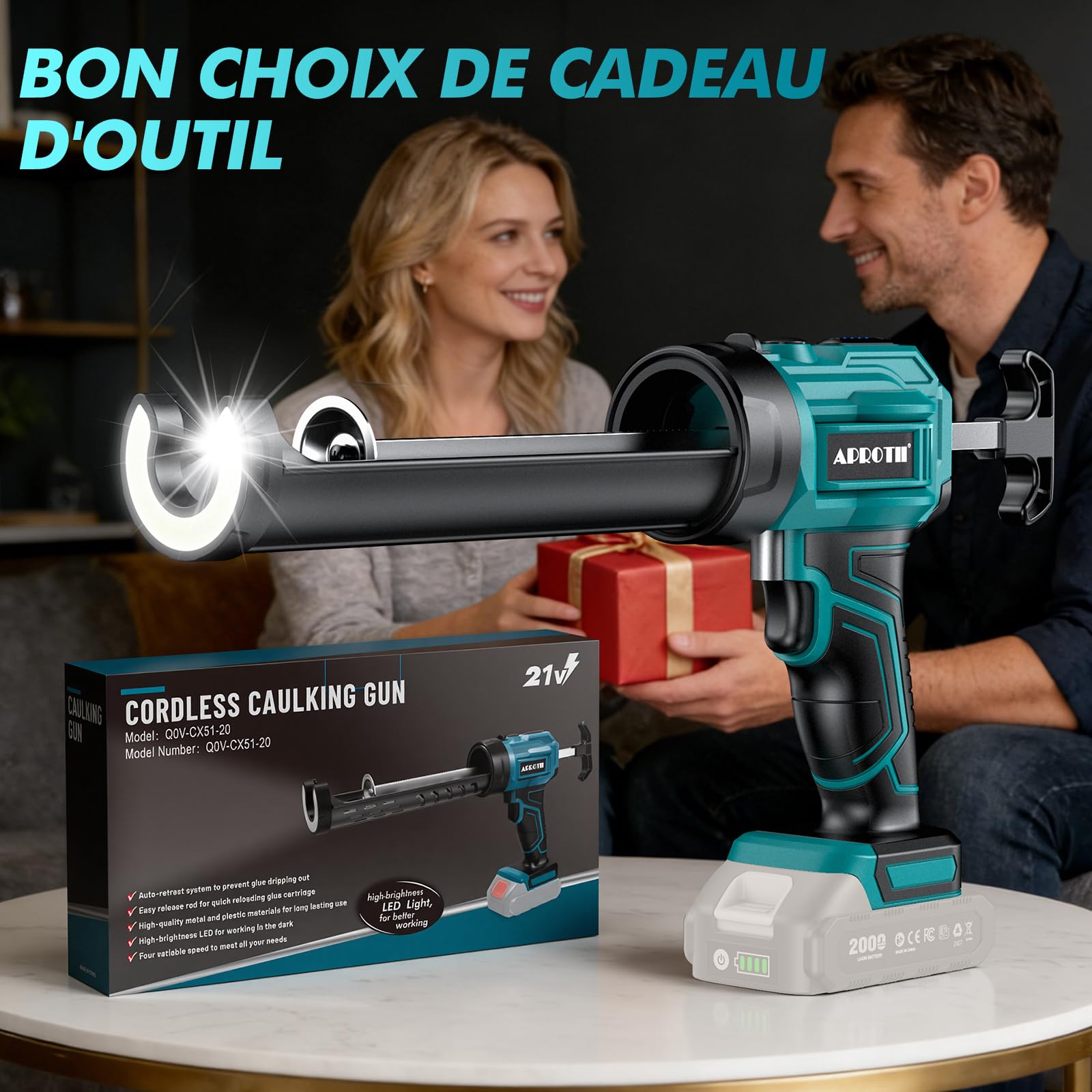 Pistolet Silicone Electrique Compatible Ma@kita 18V LED Pistolet Cartouche Calfeutrage 300 mL