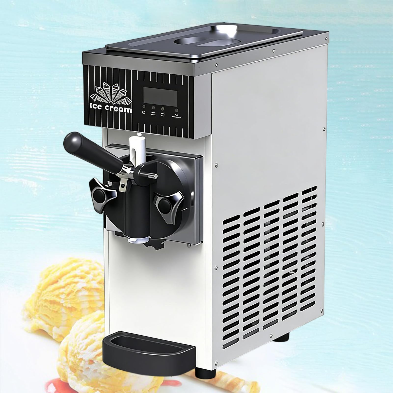 ROGHA Soft Serve Ice Cream Machine for Home,Countertop Soft Serve Ice Cream Maker, With Pre-Cooling,Auto Clean,Soft Serve Maker Single Flavor Soft Serve Ice Cream Machine White